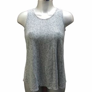 Tank Top Cami Back Zipper Striped Casual Lounge Athleisure Layer Normcore